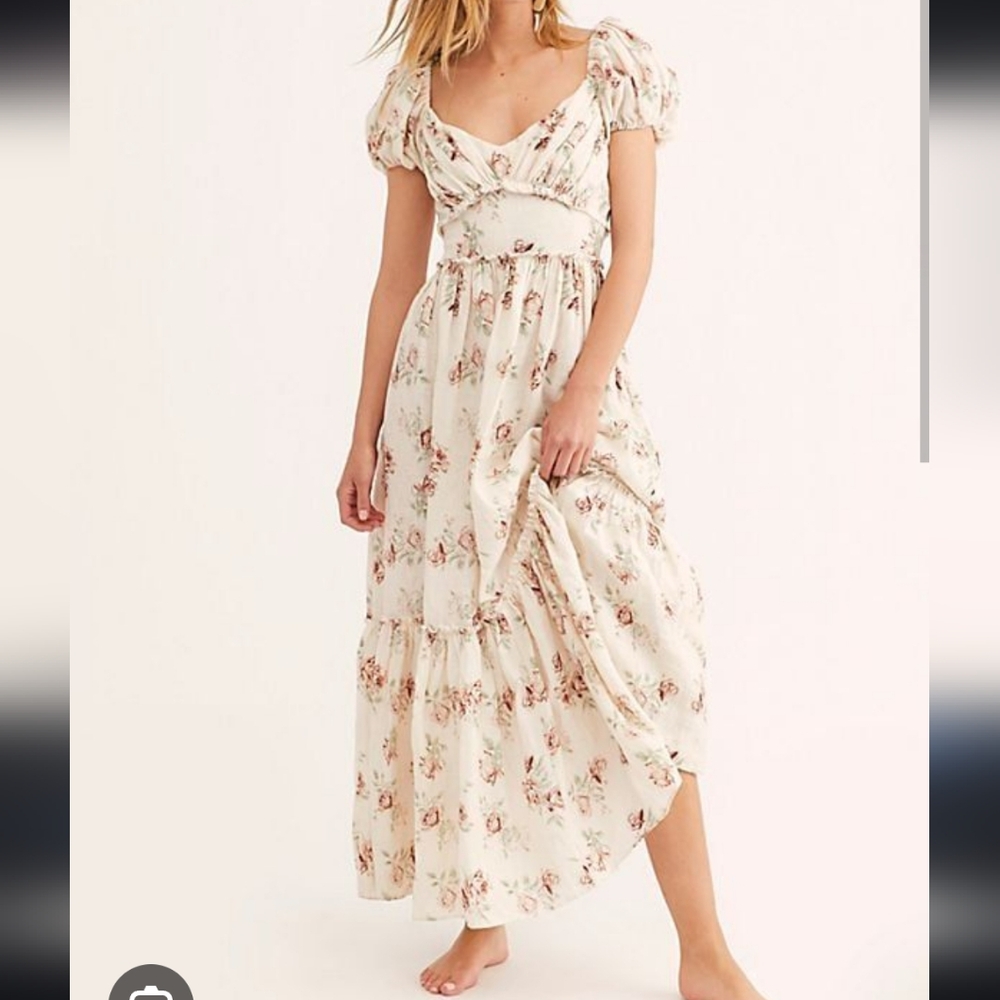 Loveshackfancy angie floral dress maxi puff sleeve size 2